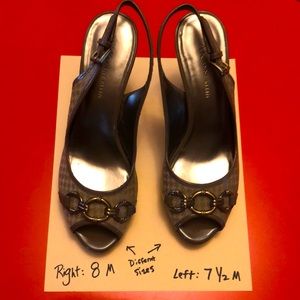 Anne Klein sling backs, right 8M left 7.5 medium— fabulous shape, like new.